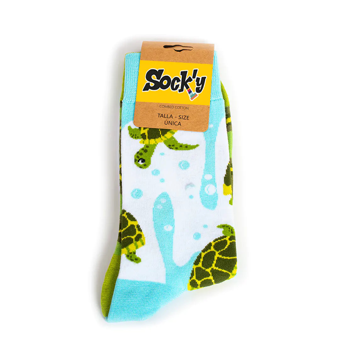 Calcetines con tortugas y burbujas