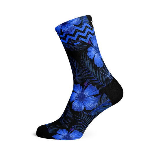 Calcetines con diseño floral en azul eléctrico y negro