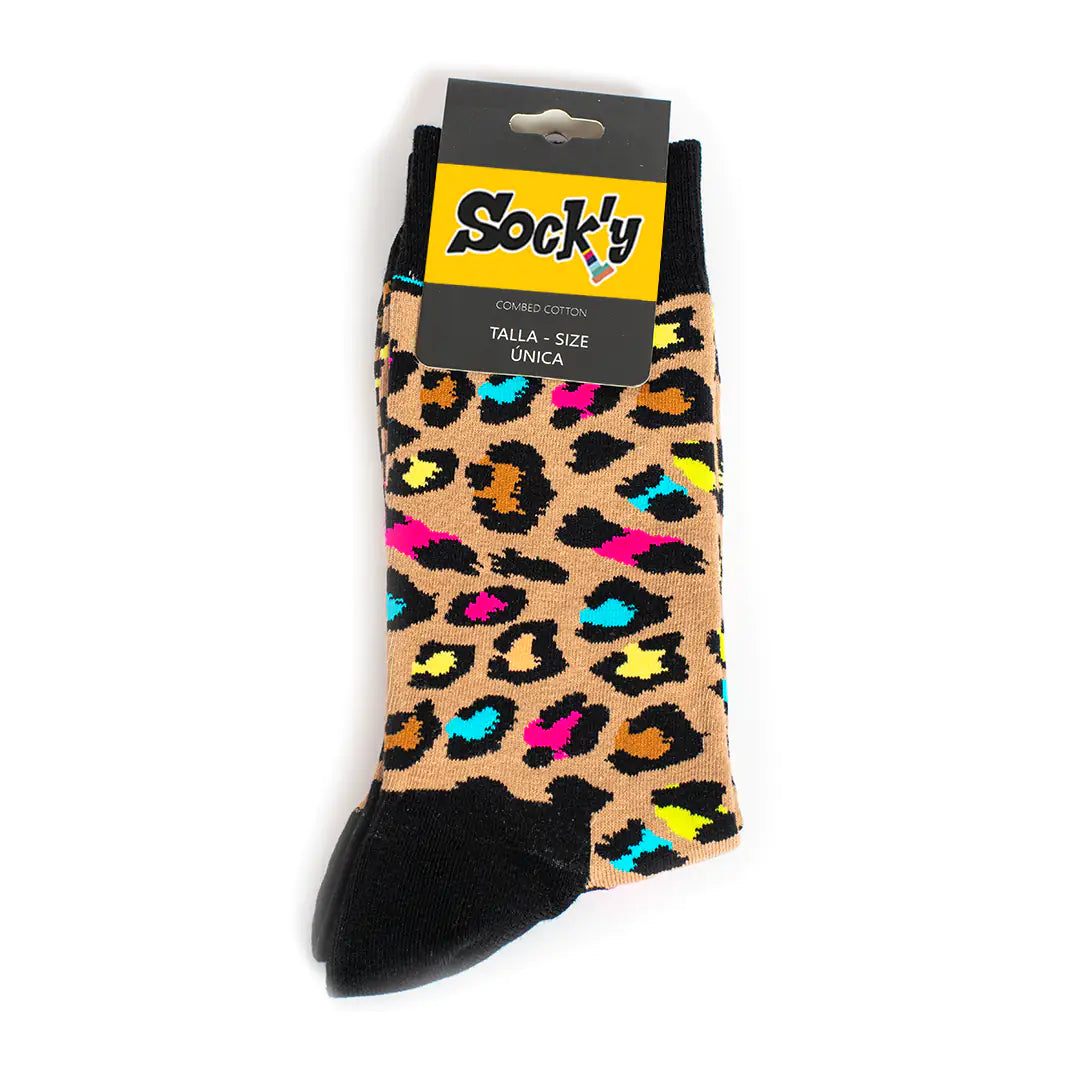 Calcetín leopardo multicolor
