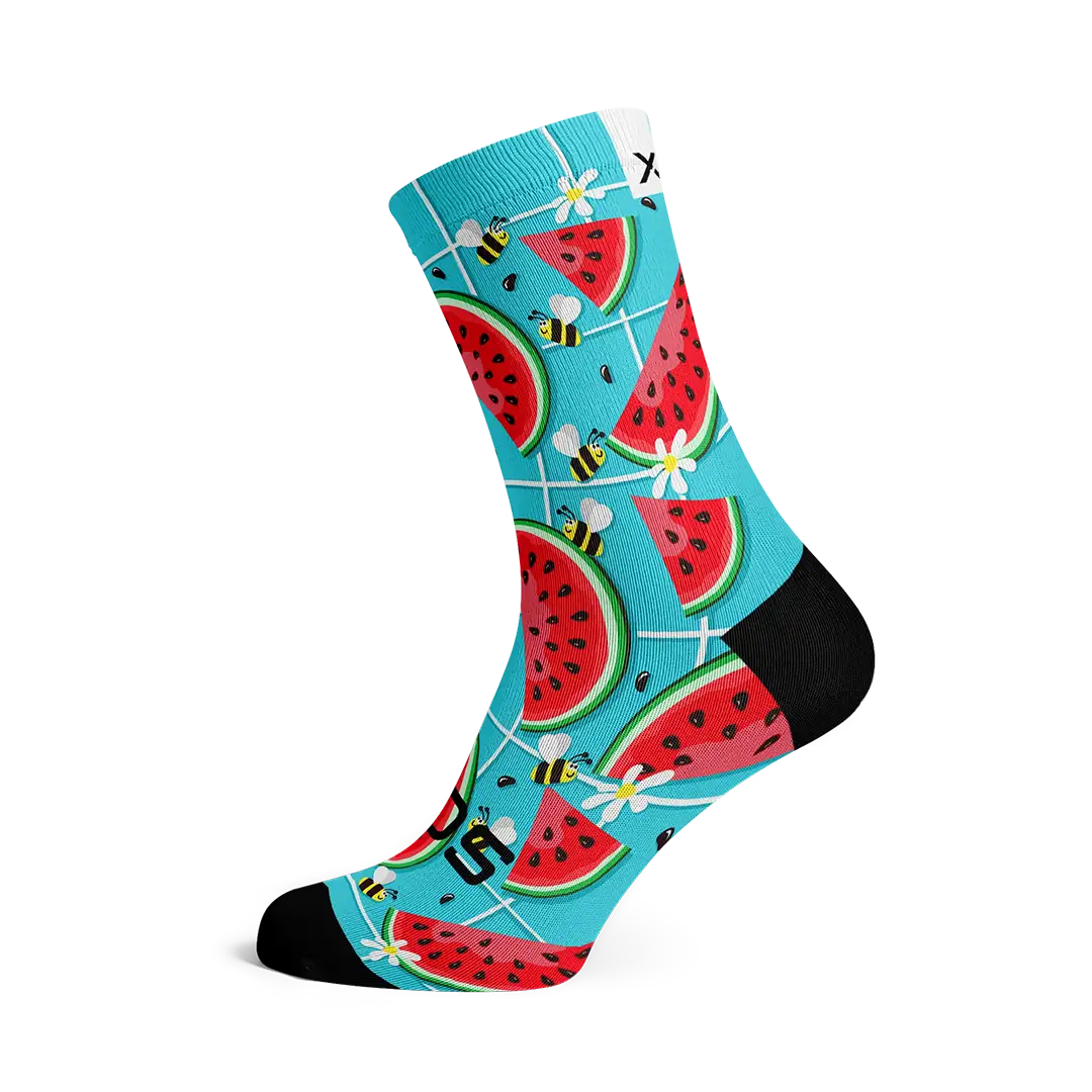 Calcetín con estampado con sandías y abejas tipo comic